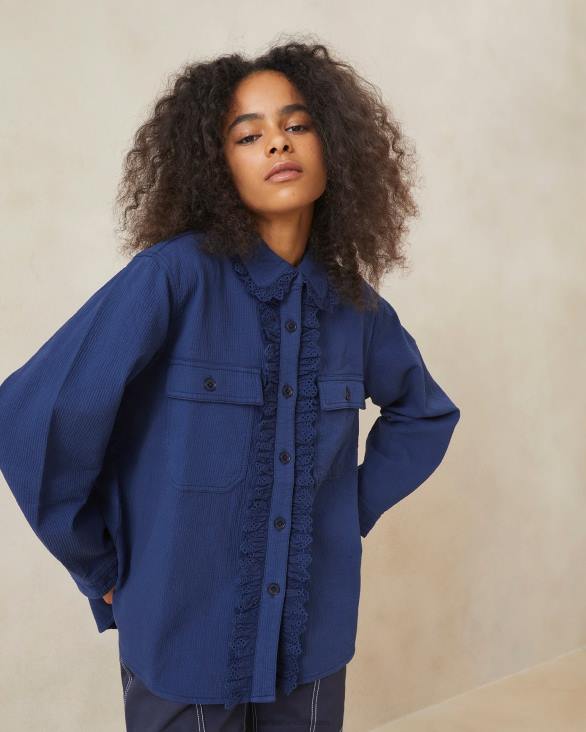 femmes Loeffler Randall indigo manteau de corvée à œillets zeke vêtements 8HL8261