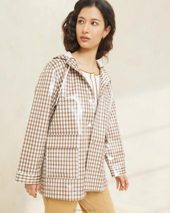 femmes Loeffler Randall vichy marron veste de pluie brumeuse vêtements 8HL8257
